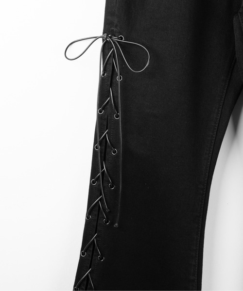 me+em select(ミームセレクト)の「【 新サイズ追加4size/2color 】レースアップカットアウトストレッチフレアデニム / lace up cutout stretch flare denim(デニムパンツ・レディース・ブラック/ブルー・SMALL/LARGE/MEDIUM/X-SMALL)」の11枚目の写真