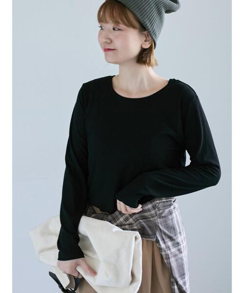 Lugnoncure（ルノンキュール）の「シアースラブテレコ長袖トップス（Tシャツ/カットソー・レディース・ブラック/オフホワイト/グレー・F）」の2枚目の写真