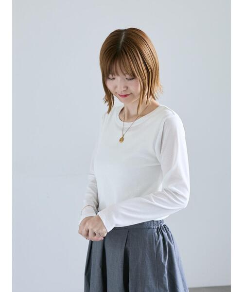 Lugnoncure（ルノンキュール）の「シアースラブテレコ長袖トップス（Tシャツ/カットソー・レディース・ブラック/オフホワイト/グレー・F）」の6枚目の写真