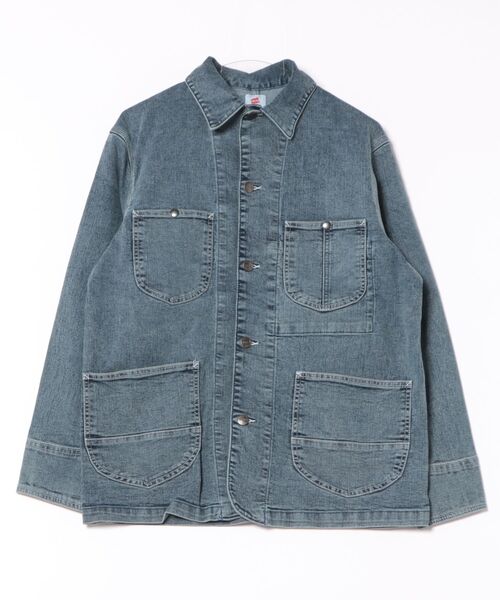 HANES(ヘインズ)の「Hanes ストレッチデニムカバーオール(カバーオール・メンズ・サックスブルー系/ブラック/ネイビー系/ブルー・MEDIUM/LARGE/X-LARGE)」の2枚目の写真