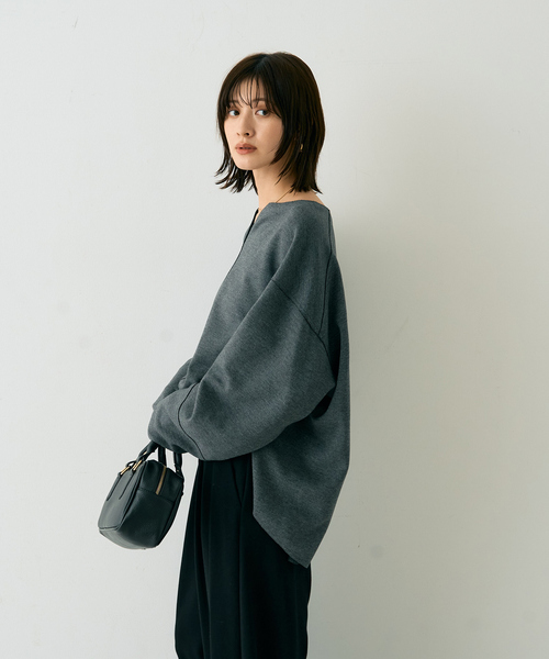 Rouge vif(ルージュヴィフ)の「圧縮ニットプルオーバーブラウス(ニット/セーター・レディース・ブラウン/チャコールグレー/ホワイト・フリー)」の11枚目の写真