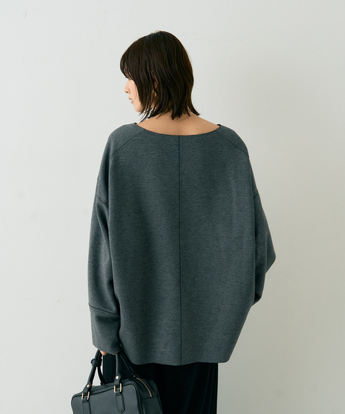 Rouge vif(ルージュヴィフ)の「圧縮ニットプルオーバーブラウス(ニット/セーター・レディース・ブラウン/チャコールグレー/ホワイト・フリー)」の12枚目の写真