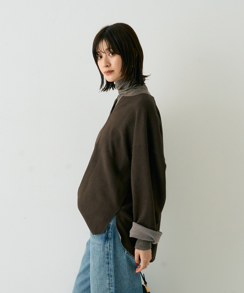 Rouge vif(ルージュヴィフ)の「圧縮ニットプルオーバーブラウス(ニット/セーター・レディース・ブラウン/チャコールグレー/ホワイト・フリー)」の15枚目の写真