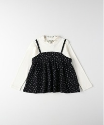 MPS（エムピーエス）の「【MPS】リボン総柄キャミソールレイヤード風プルオーバー(キュート/フリル付き/肌触り抜群)（Tシャツ/カットソー）」