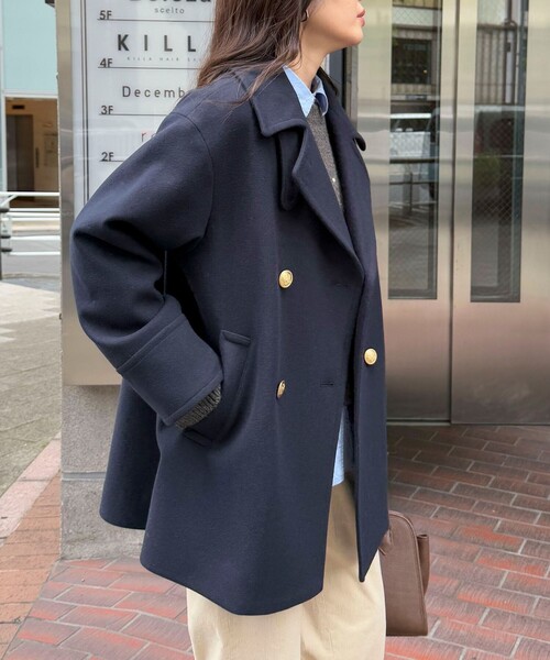 リバイバル/新色追加】ウール混ミドル丈Pコート（ピーコート）｜fredy