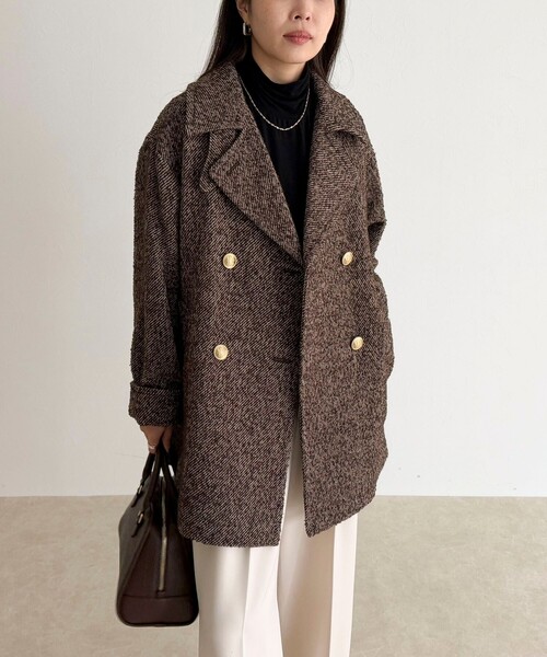 fredy emue（フレディエミュ）の「【リバイバル/新色追加】ウール混ミドル丈Pコート（ピーコート・レディース・ベージュ系その他/ネイビー/チャコールグレー・38）」の12枚目の写真