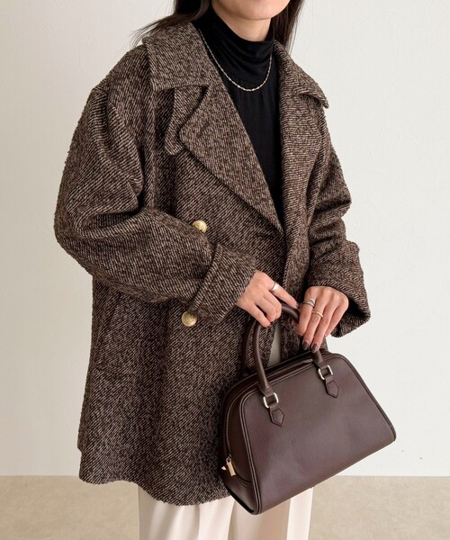 fredy emue（フレディエミュ）の「【リバイバル/新色追加】ウール混ミドル丈Pコート（ピーコート・レディース・ベージュ系その他/ネイビー/チャコールグレー・38）」の13枚目の写真