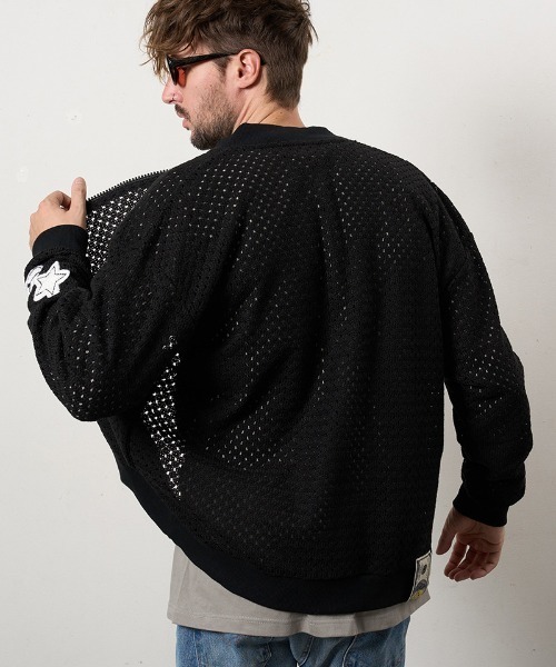 STUD MUFFIN(スタッドマフィン)の「mj11232-コットンラッセルメッシュ ハンドニットワッペンビックジップブルゾン(614-09217)(ブルゾン・メンズ・ベージュ/ブラック・2/3/4)」の16枚目の写真