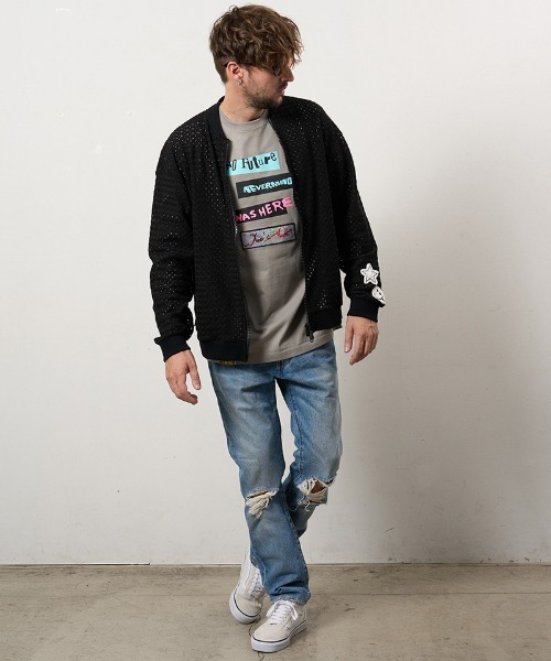 STUD MUFFIN(スタッドマフィン)の「mj11232-コットンラッセルメッシュ ハンドニットワッペンビックジップブルゾン(614-09217)(ブルゾン・メンズ・ベージュ/ブラック・2/3/4)」の17枚目の写真