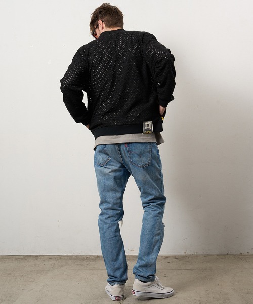 STUD MUFFIN(スタッドマフィン)の「mj11232-コットンラッセルメッシュ ハンドニットワッペンビックジップブルゾン(614-09217)(ブルゾン・メンズ・ベージュ/ブラック・2/3/4)」の19枚目の写真