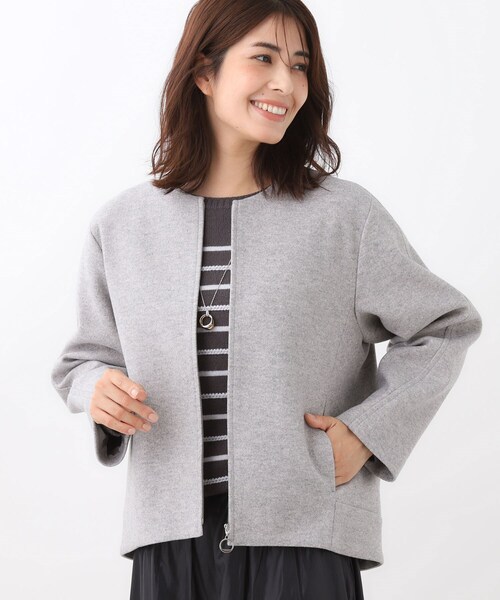 セール】【ゆったりシルエット】ジャージメルトンコクーンジャケット