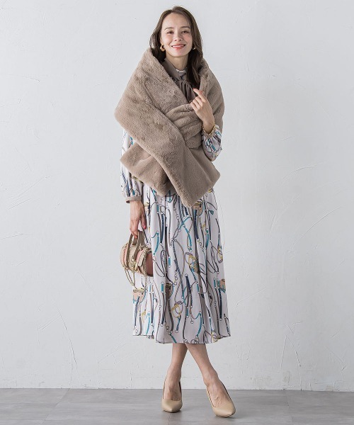 Viaggio Blu（ビアッジョブルー）の「馬具プリントワンピース≪手洗い可能≫（ワンピース・レディース・オフホワイト/ブルー・M/L/S/XS）」の15枚目の写真