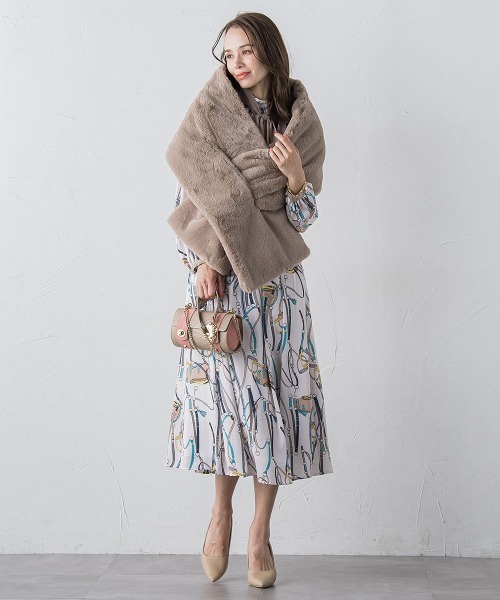 Viaggio Blu（ビアッジョブルー）の「馬具プリントワンピース≪手洗い可能≫（ワンピース・レディース・オフホワイト/ブルー・M/L/S/XS）」の16枚目の写真