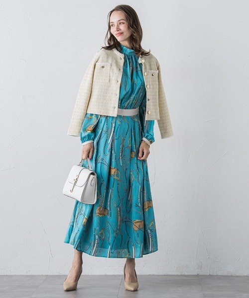 Viaggio Blu（ビアッジョブルー）の「馬具プリントワンピース≪手洗い可能≫（ワンピース・レディース・オフホワイト/ブルー・M/L/S/XS）」の19枚目の写真