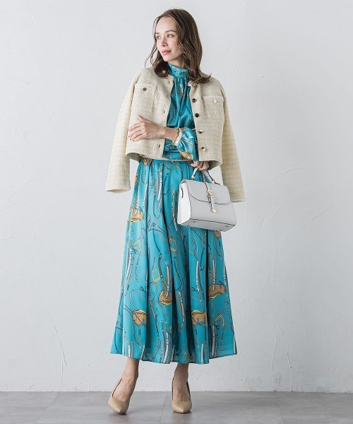 Viaggio Blu（ビアッジョブルー）の「馬具プリントワンピース≪手洗い可能≫（ワンピース・レディース・オフホワイト/ブルー・M/L/S/XS）」の21枚目の写真