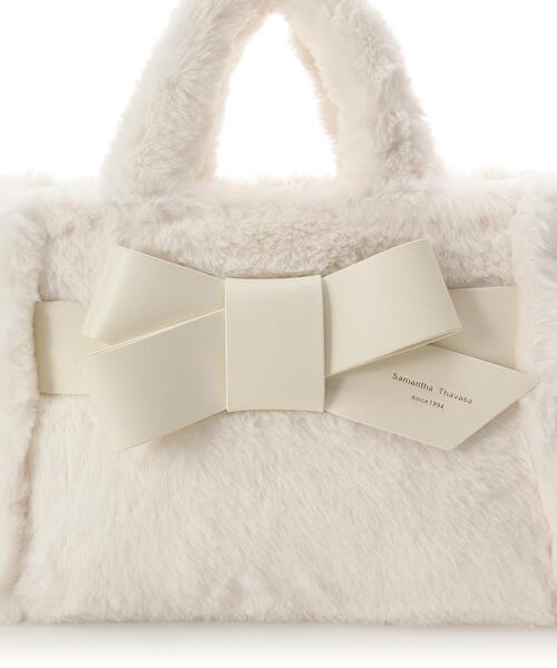 a*n様 新作美品試着のみ♡ 完売品♡BUBBLESリボンファーバッグ♡ホワイト リボン付ふわふわファーバック | Rlab store