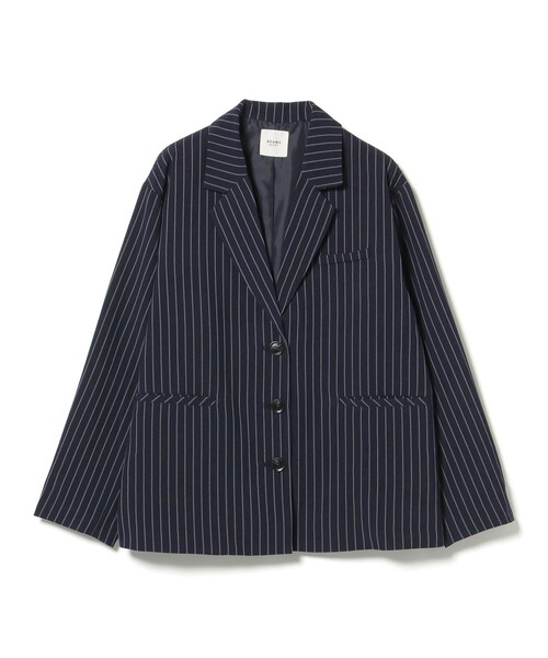 BEAMS HEART（ビームスハート）の「ピンストライプ リボン ジャケット（テーラードジャケット・レディース・グレー/ネイビー・FREE）」の8枚目の写真