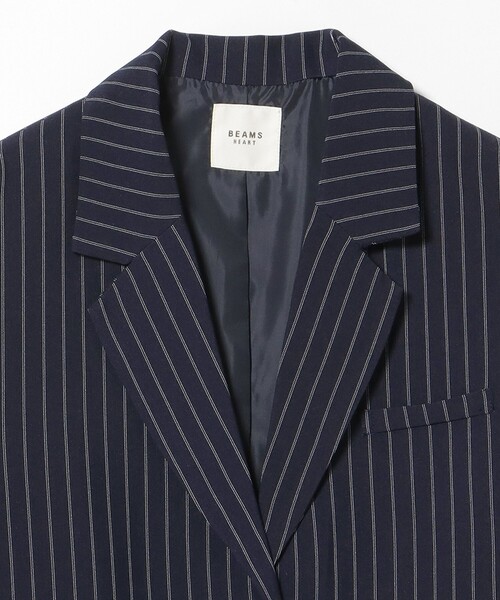 BEAMS HEART（ビームスハート）の「ピンストライプ リボン ジャケット（テーラードジャケット・レディース・グレー/ネイビー・FREE）」の9枚目の写真