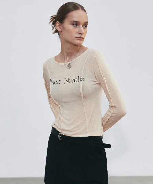 NICK&NICOLE（ニックアンドニコール）の「NICK PINTUCK LINE LS TOP_BEIGE（Tシャツ/カットソー・レディース・その他・FREE）」の3枚目の写真