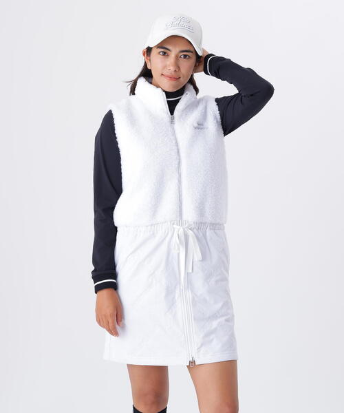 ニューバランスゴルフワンピース セール】【new balance golf】ボア×ロゴキルト フルジップ ワンピース