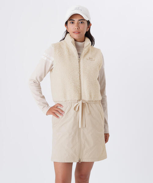 セール】【new balance golf】ボア×ロゴキルト フルジップ ワンピース