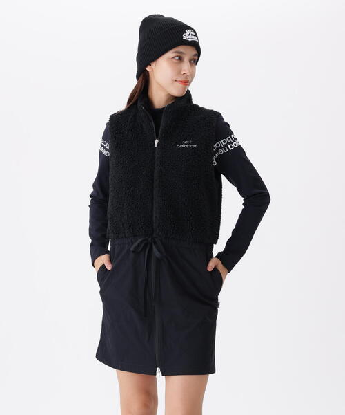 セール】【new balance golf】ボア×ロゴキルト フルジップ ワンピース