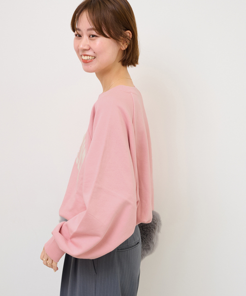 JOURNAL STANDARD relume(ジャーナルスタンダード レリューム)の「ラグランロゴスウェット(スウェット・レディース・ベージュ/ピンク/グレー・FREE)」の7枚目の写真