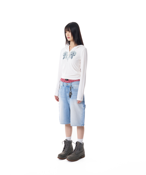 AAKAM(アーカム)の「Needlework Carpenter Bermuda Denim Pants (Blue)(その他パンツ・レディース・その他・1/2)」の7枚目の写真