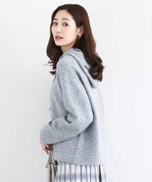 MK MICHEL KLEIN | クロップド丈ニットフーディー/洗える(ニット/セーター)