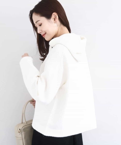 MK MICHEL KLEIN（エムケーミッシェルクラン）の「クロップド丈ニットフーディー/洗える（ニット/セーター・レディース・ベージュ/グレー/アイボリー・38）」の8枚目の写真