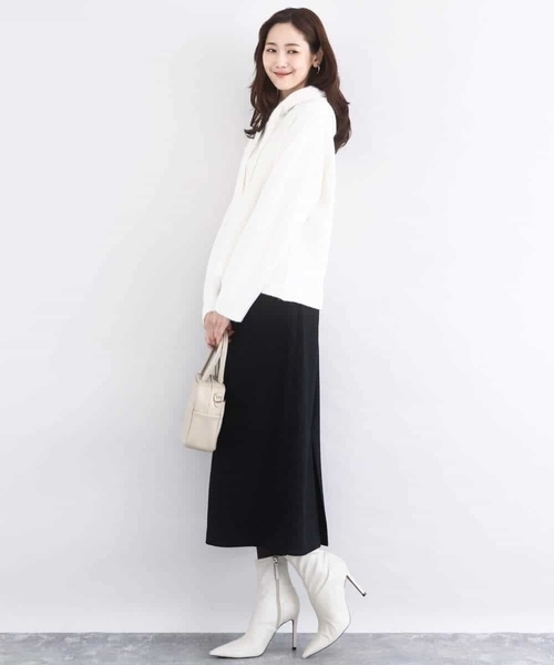 MK MICHEL KLEIN（エムケーミッシェルクラン）の「クロップド丈ニットフーディー/洗える（ニット/セーター・レディース・ベージュ/グレー/アイボリー・38）」の10枚目の写真