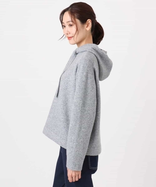 MK MICHEL KLEIN（エムケーミッシェルクラン）の「クロップド丈ニットフーディー/洗える（ニット/セーター・レディース・ベージュ/グレー/アイボリー・38）」の17枚目の写真