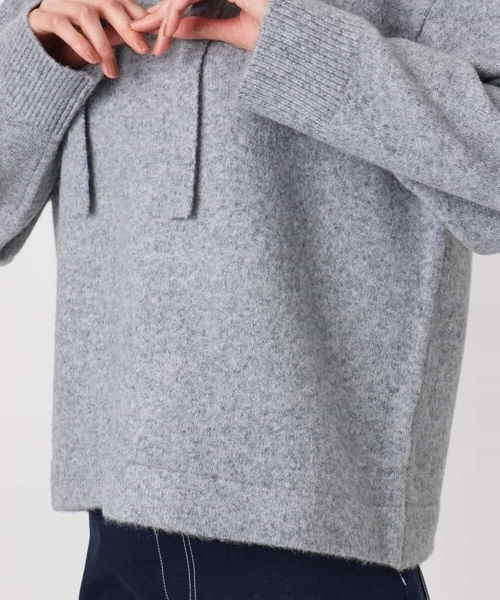 MK MICHEL KLEIN（エムケーミッシェルクラン）の「クロップド丈ニットフーディー/洗える（ニット/セーター・レディース・ベージュ/グレー/アイボリー・38）」の22枚目の写真