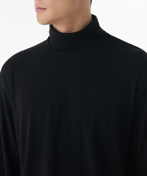 MUSINSA STANDARD（ムシンサスタンダード）の「リラックスドタートルネック長袖ニットTシャツ[ブラック]（Tシャツ/カットソー・メンズ・その他・XXX-LARGE/SMALL/MEDIUM/LARGE/X-LARGE/XX-LARGE）」の3枚目の写真