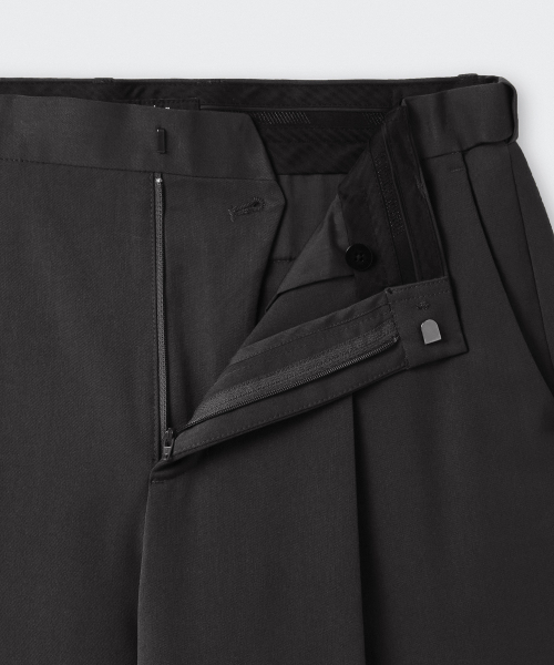 MUSINSA STANDARD（ムシンサスタンダード）の「ワイドバミューダヒドンバンディングハーフスラックス[ブラック]（スラックス・メンズ・その他・30/33/26/27/28/29/40/38/42/36/34/32）」の2枚目の写真