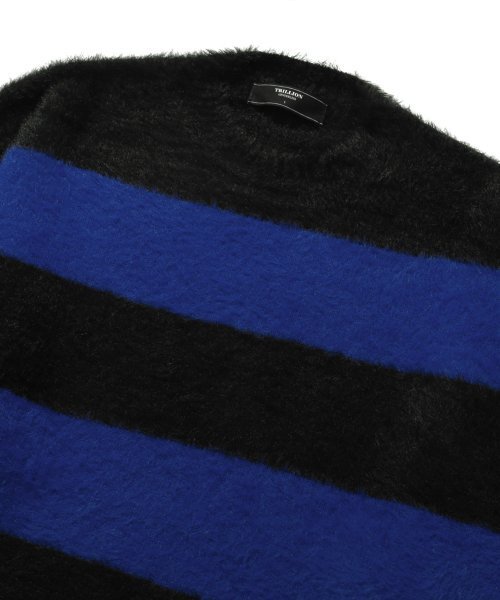 TRILLION(トリリオン)の「ヘアリーブラシストライプクルーネックニット(ブルー)(ニット/セーター・レディース・その他・MEDIUM/LARGE)」の7枚目の写真