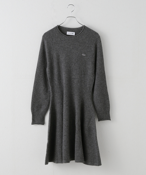 U by SPICK&SPAN(ユーバイスピックアンドスパン)の「LACOSTE/ラコステ KNIT FLARE ワンピ-ス(ワンピース・レディース・ネイビー/チャコールグレー・SMALL)」の1枚目の写真