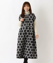 ドットジャカード フレンチスリーブワンピース