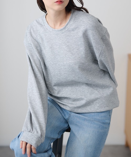 DAYRA(デイラ)の「クルーネック ドロップショルダー 長袖 スウェット プルオーバー(スウェット・レディース・ホワイト/ライトグレー/ブラック/ネイビー・FREE/S)」の8枚目の写真