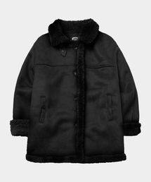 PLACE STUDIO（プレイススタジオ）の「Shearling Suede Overfit Mustang Half Jacket with High Neck Wool [Black]（ムートンコート）」