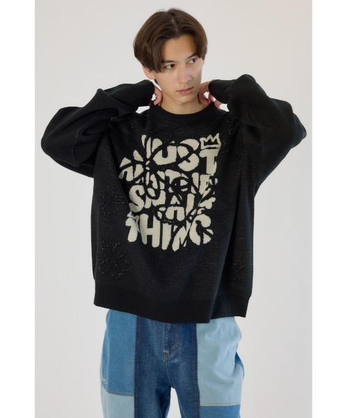 RODEO CROWNS WIDE BOWL（ロデオクラウンズワイドボウル）の「レタリングフラワーパイルニット（ニット/セーター・メンズ・オフホワイト/オレンジ/ブラック・MEDIUM/LARGE）」の15枚目の写真