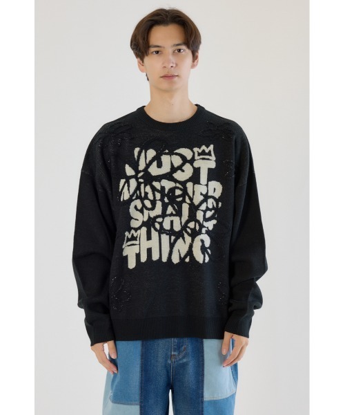 RODEO CROWNS WIDE BOWL（ロデオクラウンズワイドボウル）の「レタリングフラワーパイルニット（ニット/セーター・メンズ・オフホワイト/オレンジ/ブラック・MEDIUM/LARGE）」の20枚目の写真