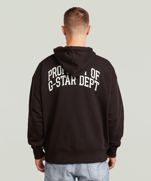 G-STAR(ジースター)の「Back Graphic Hoodie Sweater/ミリタリーディテールバックグラフィックスウェットパーカー(パーカー・メンズ・ブラウン/オフホワイト・X-SMALL/SMALL/MEDIUM/LARGE/X-LARGE)」の2枚目の写真