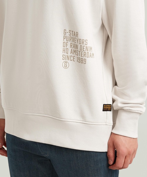 G-STAR(ジースター)の「Back Graphic Hoodie Sweater/ミリタリーディテールバックグラフィックスウェットパーカー(パーカー・メンズ・ブラウン/オフホワイト・X-SMALL/SMALL/MEDIUM/LARGE/X-LARGE)」の4枚目の写真