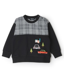kladskap | 車刺しゅうチェック切替トレーナー(スウェット)
