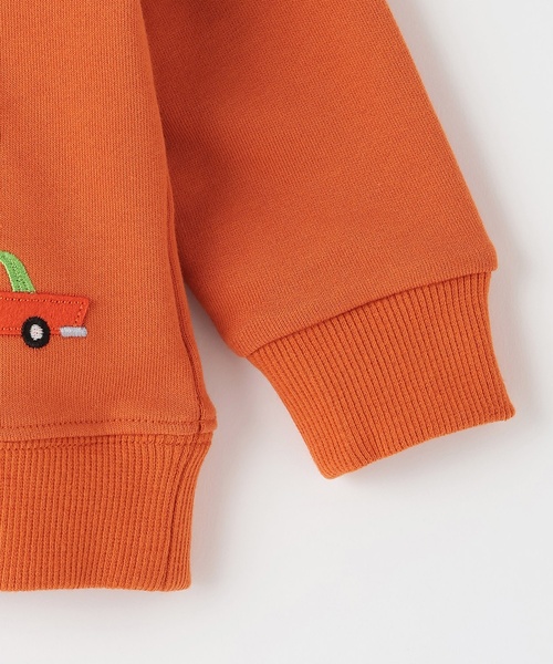 kladskap(クレードスコープ)の「車刺しゅうチェック切替トレーナー(スウェット・キッズ・オレンジ/ブラック・80cm/90cm/100cm/110cm/120cm/130cm)」の8枚目の写真