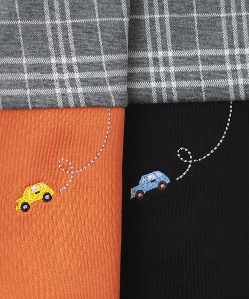 kladskap(クレードスコープ)の「車刺しゅうチェック切替トレーナー(スウェット・キッズ・オレンジ/ブラック・80cm/90cm/100cm/110cm/120cm/130cm)」の9枚目の写真