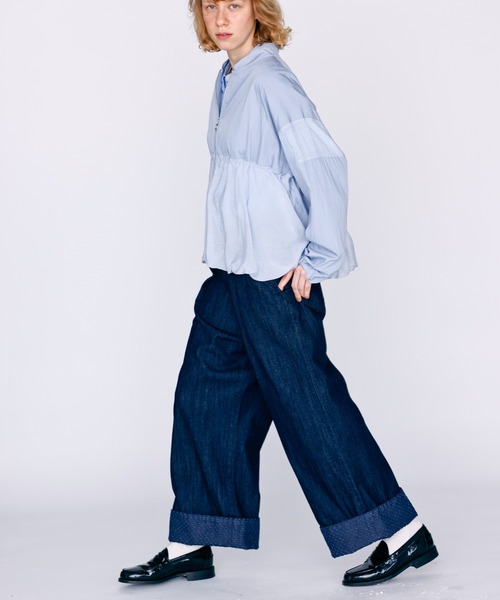 Kelen（ケレン）の「「KELEN / ケレン」裾ダメージドット切り替えデニムパンツ（デニムパンツ・レディース・ライトブルー/ネイビー・S/M）」の5枚目の写真