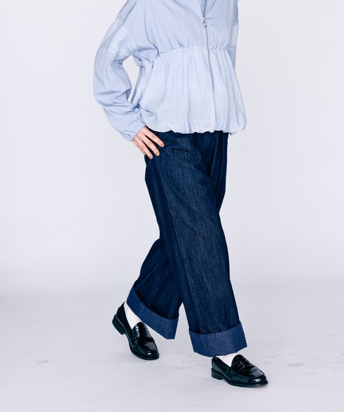 Kelen（ケレン）の「「KELEN / ケレン」裾ダメージドット切り替えデニムパンツ（デニムパンツ・レディース・ライトブルー/ネイビー・S/M）」の6枚目の写真