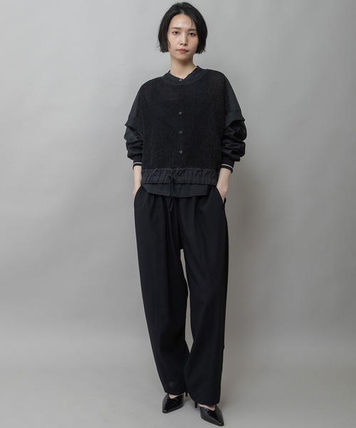 Munich（ミューニック）の「スカシ編みニット×タフタドッキングショートプルオーバー（ニット/セーター・レディース・ボルドー/ブラック/アイボリー・FREE）」の15枚目の写真